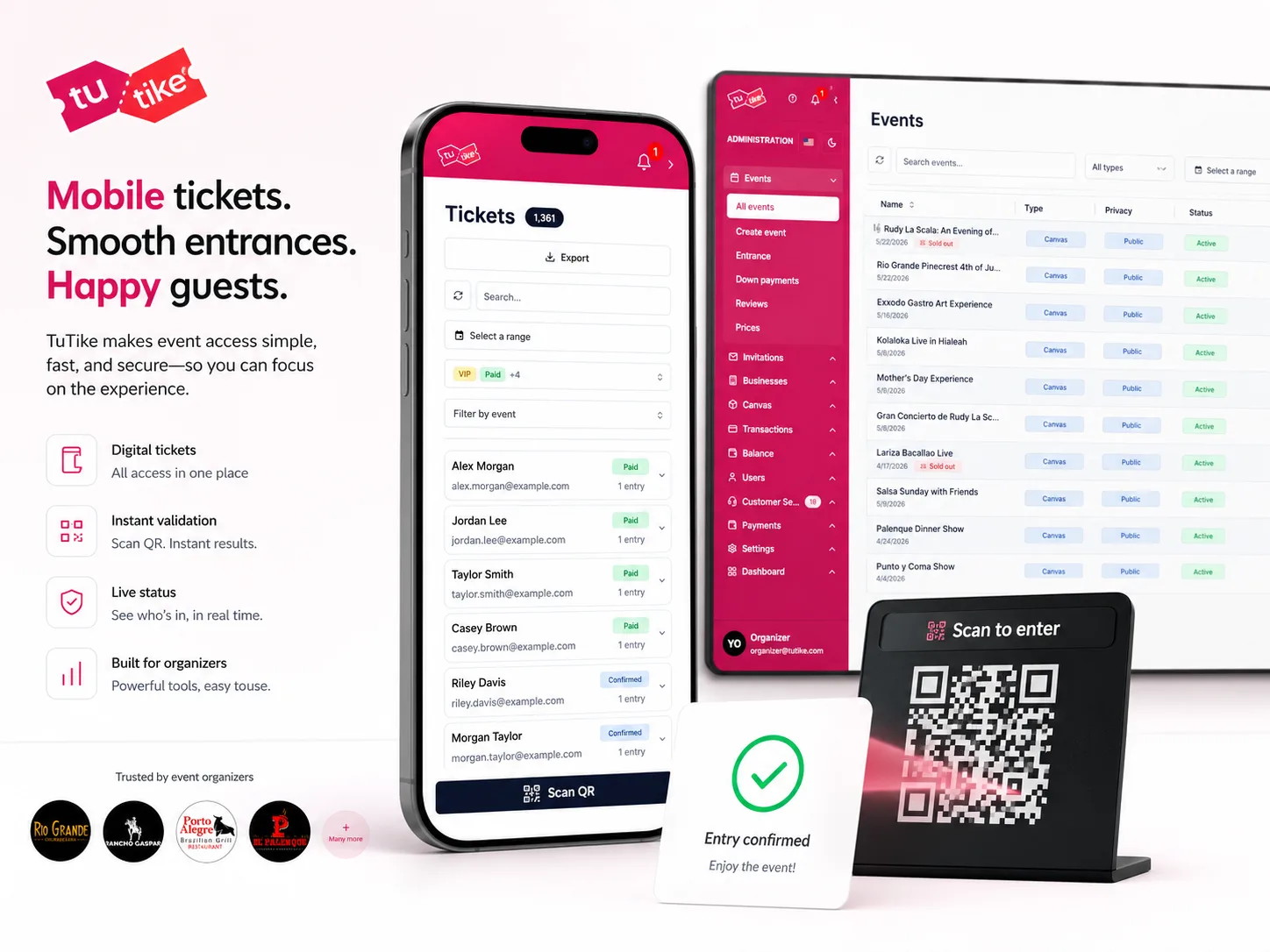 TuTike: tickets móviles, gestión administrativa y validación de entradas mediante QR.